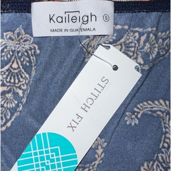 Kaileigh Jumpsuit S Stitch Fix NWT Paisley Print Wide Leg Tie Waist Pockets Blue - Picture 11 of 11
